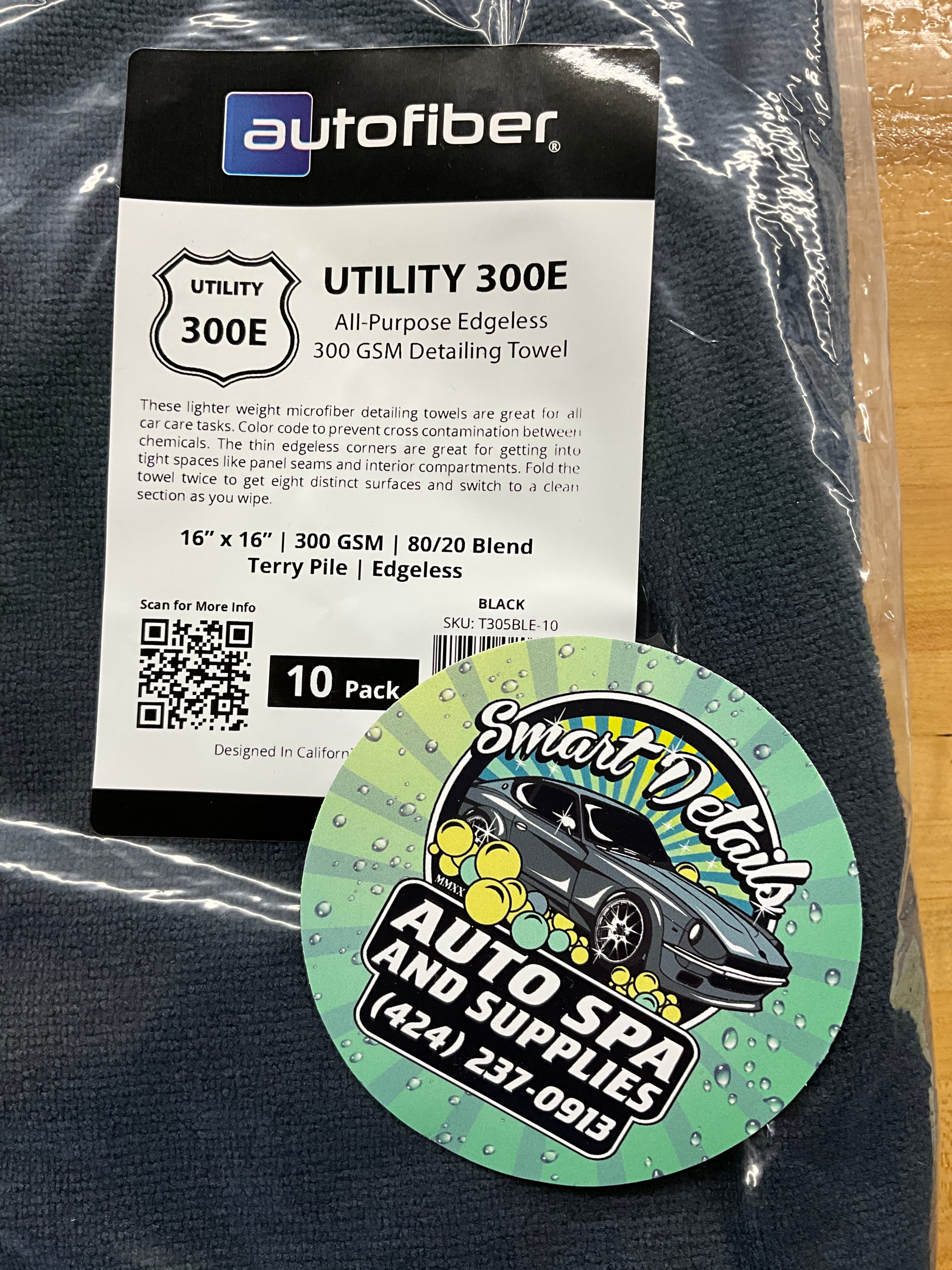 Utility 300E All Purpose Edgeless Microfiber Towel 16”x16” - 10 PK Black